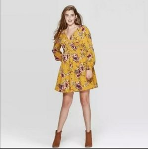 Xhilaration mustard yellow floral dress